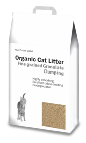 Litière pour chats en granulés fins sous label privé